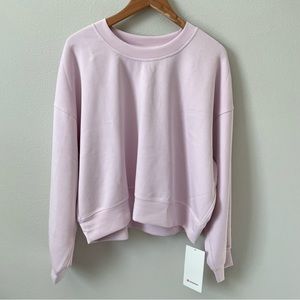 NWT Lululemon Perfectly Oversized Cropped Crew Softstreme Meadowsweet Pink SZ 12
